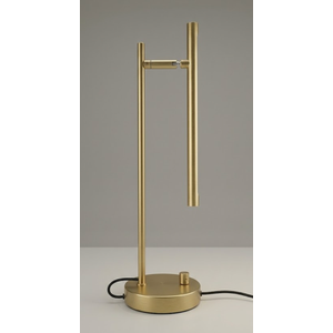 Globe Electric Elijah Desk Lamp, Matte Brass Finish, Adjustable Height,  Modern Lighting for Bedroom or Office, Gold