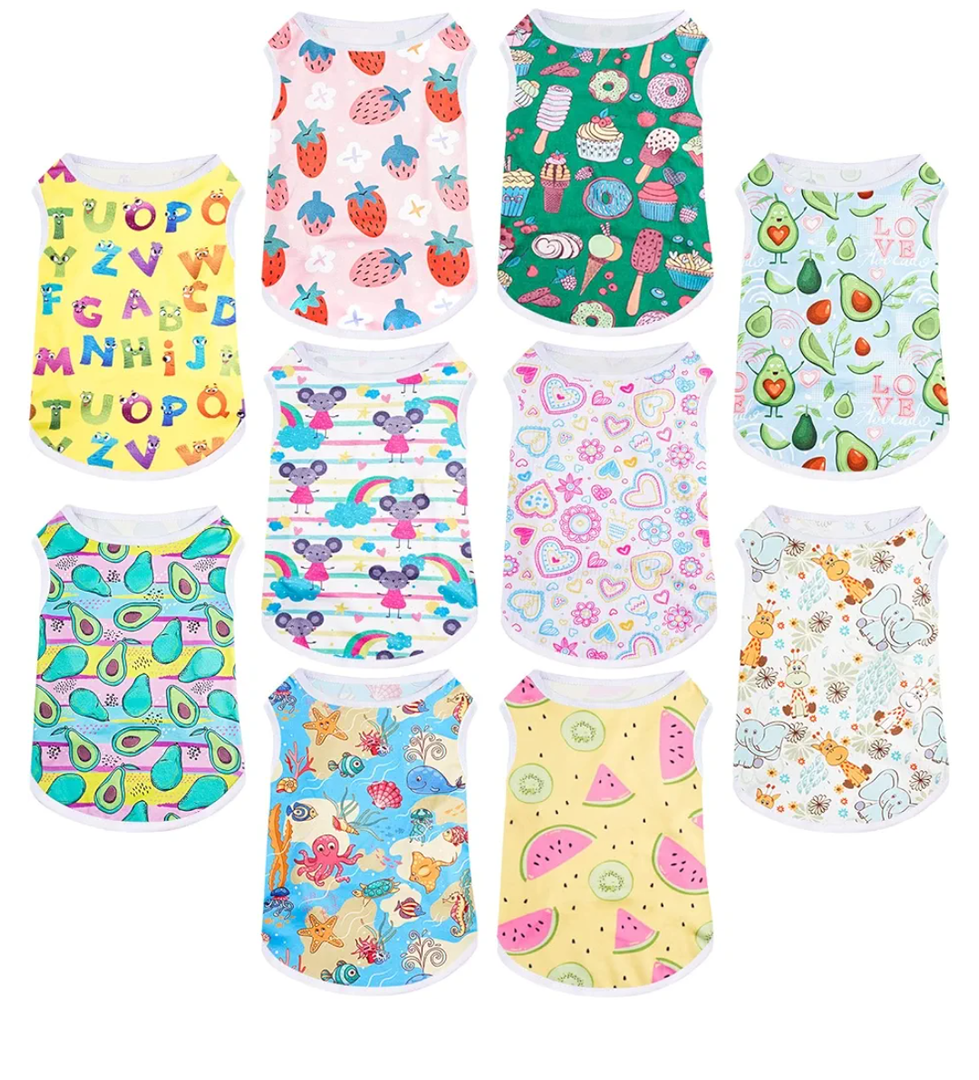 Saintrygo 10 Pcs Lovely Puppy Shirts Print Dog Clothes Breathable Summer Pet Cartoon Dog Shirt Clothes Sweatshirt for Puppy Cartoon Shirt Sweatshirt to Cat(Medium)