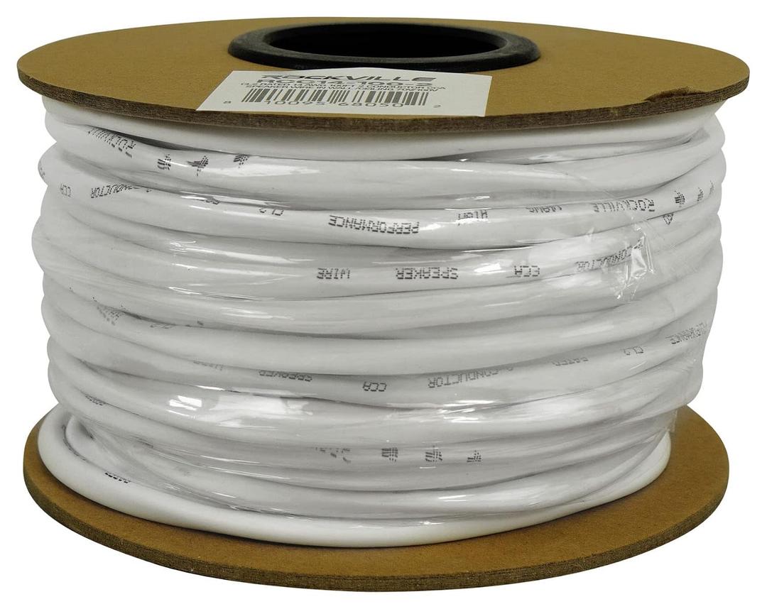 Rockville RCC14-100-2 CL2 14 AWG 100' 2 Conductor CCA Speaker Wire
70V/100V/8 Ohm Compatible, 30% Copper/70% Aluminum, Color-Coded PVC Jacket, Home and Commercial Use