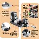 All-Metal Mini Lathe Machine, 36W 20,000RPM Precision Lathe with 0.02mm Molded Scale for Wood & Soft Metals (Copper, Aluminum) in DIY, Model Making, Crafts & Education
