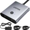 Unitek Bi-Directional USB C Switcher 1 in 2 Out /2 in 1 Out USB Switch Selector 2 Computers Share 1 Device Video Switch 10Gbps Data Transfer 8K@60Hz Video Type-C Power Adapter Included Silver