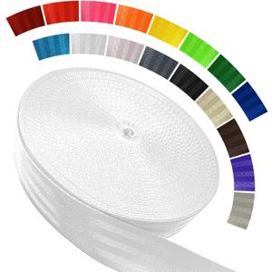 Polyester Webbing Strap 16+Colors  1"&1.5"&1.9"  16.5 25 33 55 Yards Heavy Duty Webbing Roll, Flat Webbing Strap for Indoor&Outdoor Gear, Climbing, DIY Crafting, Repairing (White)