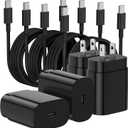 Essri Type C Charger Fast Charging for Samsung Galaxy S25 S24 S23 S22 Note 20,4Pack 25W Super USB C Fast Charger Block with (6ft+10ft) x2 Cables for iPhone 15/16 Pro Max/Plus, Android Phones - Black
