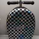 Lascoota Scooter Suitcase - Ride Suitcase for Kids - Carry Luggage & Kid Scooter - Lightweight Luggage with LED Lights - Checkered, 24 x 15 x 19 in, Unisex Child