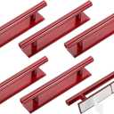 uxcell 6 Pack Self-Stick Push Pull Helper, 6 Inch Plastic Adhesive Cabinet Handles Round Stick-on Handle for Kitchen Cabinet Window Sliding Closet Door Wardrobe(Red)