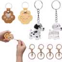 Pet Hair Keepsake Keychain Set - 2 Leather Paw & 2 Transparent Pet Hair Collector Keyrings, Memorial Gifts for Dog Lovers