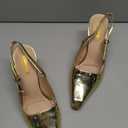 RIBONGZ Slingback Heels for Women Kitten Heels Closed Pointed Toe Ankle Strap Low Heeled Sexy Pumps Wedding Bride Guest Party Evening Prom Formal Herls Dressy Shoes Size7