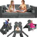 Kayfia 18PCS Modular Kids Play Couch, Kids Couch Building Fort for Playroom and Bedroom Furniture for Toddlers, Unlimited Creativity Sofa Convertible Play Fort (Grey)