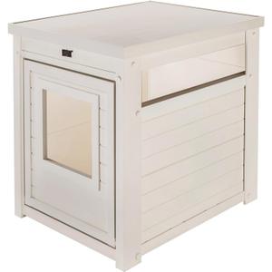 New Age Pet ECOFLEX Cat Box Cover and End Table with Litter Box Enclosure, Hides Unsightly Litter Box made with Moisture & Odor Resistant Composite Material, White