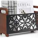 QILICHZ Magazine Holder,Wood Magazine Rack Floor,Rustic Magazine File Holder Organizer,Decorative Magazines Storage Basket for Books,Newspapers,Mails,Files