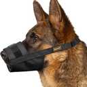 Mayerzon Dog Muzzle for Large Medium Small Dogs, Adjustable Fit, Soft & Sturdy Fabric, Prevents Fierce Barking Biting Chewing, Ideal for Grooming Walking Vet Visits, Allows to Pant Drink (Black, S) (S [Snout Cir: 7.5-9''])