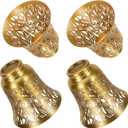 Pendant Light Shades, 4 Pack Ceiling Fan Light Shade Replacements with 1-5/8" Fitter, ALUCSET 4.72" Height 4-3/4" Diameter, Metal Bell Shaped Cover for Chandelier Wall Sconces,Yellow Brass&Gold Plated