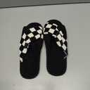 Slippers for Women Memory Foam House Bedroom Corduroy Crossbands Open Toe Slides Sandals Shoes Comfy Trendy Gift for womens Anti-Skid sole (9-10, Checkered Black)