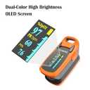 Fingertip Pulse Oximeter with Plethysmograph and Perfusion Index, include carrying case, Large OLED Digital Display Blood Oxygen Saturation Monitor Heart Rate Monitor (Color: Red-Orange)