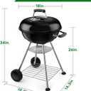 BEAU JARDIN Charcoal Grill 18 Inch for Outdoor Cooking BBQ Barbecue Coal Kettle Bowl Grill Portable Heavy Duty Round with Wheels Grilling for Tailgating Patio Backyard Camping Black