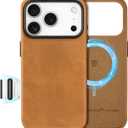 SHIELDON Leather Case for iPhone 17 Pro 6.3" 2025 with [Camera Button Updated], Magnetic Wireless Charging, Slim Fit, Anti-Scratch Non-Slip, Shock-Absorbent, Protective Phone Cover - Retro Light Brown