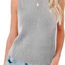 Saodimallsu Womens Ribbed Tank Tops High Neck 2026 Summer Sleeveless Mock Neck Casual Slimming Knit Sweater Vests (Gray, XL)