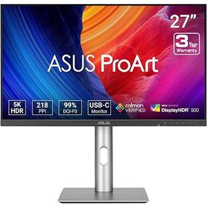 ASUS ProArt PA27JCV 27 Inch 5K USB-C Professional Monitor for Mac
Calman Verified, Delta E<2, MacBook Color Match, USB-C PD 96W, IPS, Height Adjustable, LuxPixel AGLR, Auto KVM