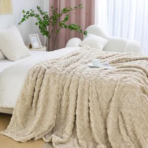 Aganear Fleece Blanket Queen Size - Plush Fuzzy Cozy Soft Blanket for Couch, Sofa, Bed, Office, Decorative Present for All Seasons, Portable Throw Blankets for Couch, Sofa, Bed(66"x48", Khaki)