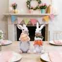 Hodao Handcrafted Wooden Easter Bunny Figurine Decoration  Celebrating Spring with Cute Rabbit, Good for Easter Home Decor  Ideal Gift for Spring Festivals (White-2)