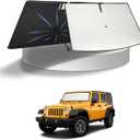 KUST Sun Shade Umbrella for Jeep Wrangler/Wrangler JL 2018-2025 2026 | Custom Fit Windshield Sunshade | Foldable Sunshade with Bendable Handle | Blocks Heat & UV Rays Keep Car Cool Sunshield