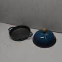 Bread Oven Cast Iron Bread Dutch Oven with Cloche Lid for Bread Baking Darkcyan Enameled Cast Iron Bread Oven with Dome Lid for Sourdough, 9.8 Inches