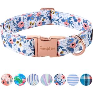 Unique Style Paws Dog Collar With Metal Buckle - Red Rose Flower Gift, Durable Cute for Small Medium Large Boys Girls Dogs