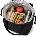 Reusable Lunch Bag - Cute Canvas Tote with Handle and Drawstring Closure for Work, Picnic, Travel (black)
