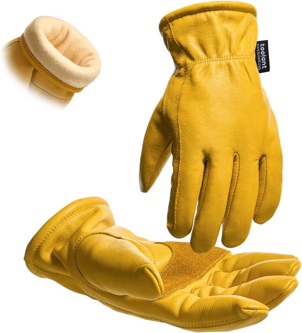 toolant Winter Work Gloves for Men, Insulated Leather with Water Resistance and Abrasion Protection for Cold Weather (Medium, 1 Pair)