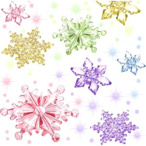 Boao Multicolor 45 Pcs Acrylic Crystal Snowflakes Ornaments, Clear Hanging Snowflake Decorations for Christmas Xmas Tree Festival Winter Wonderland Party Wedding Decor, 3 Styles