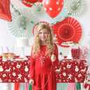 Christmas Tablecloths for Rectangle Table, 87x51'' Santa Claus Snowman Reindeer Snowflake Xmas Plastic Disposable Table Cover for Christmas Party Winter Events Decorations, Red, 12 Pack