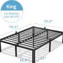 VIPSHOW 12 Inch King Size Bed Frame, 3500Lbs Heavy Duty Metal Platform with Round Corner Legs Mattress Slide Stopper, Steel Slat Support No Box Spring Needed, Noise Free, Non-Slip, Easy Assembly