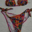 COZYEASE Women's Bikini Sets 2 Piece Halter Triangle Allover Print Swimsuit Set Boho Knot Side Bathing Suit Set (Medium, Multicolor)