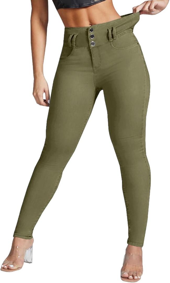 YUZIBAO Women's High Waist Skinny Stretch Jeans Shaping Butt Lifting Denim Pants Medium
