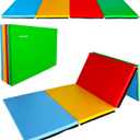 Fitvids 4'x8'x2" Folding Gymnastics Mat, Home Exercise Mat with Carrying Handles, Gym Workout Tumbling Mat for Yoga, Pilates, Stretching, MMA, Core Workouts, Fitness Aerobics Mats for Gym Training, Multiple Colors