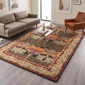Restoration and Renovation Handmade W Morris Traditional Oriental 100% Wool Area Rug - Cecil Green Floral Motif Style, Thick & Soft Carpet - Perfect for Living Room, Bedroom (Cecil Green, 5' x 8')