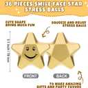 Deekin 36 Pieces Star Stress Balls Mini Foam Ball Stress Relief Squeeze Toys Mini for Kids Teens and Student Adults Gifts Bag Fillers at Work School Home(Smile,3.1 Inch)