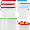 MAQIHAN 12PCS Reusable Produce Bags - Mesh Produce Bags Drawstring Reusable Washable Vegetable Storage Bags Refrigerator Keep Fresh Grocery Food Fruits Veggie Green Net Bag Toy Storage Zero Waste Shop