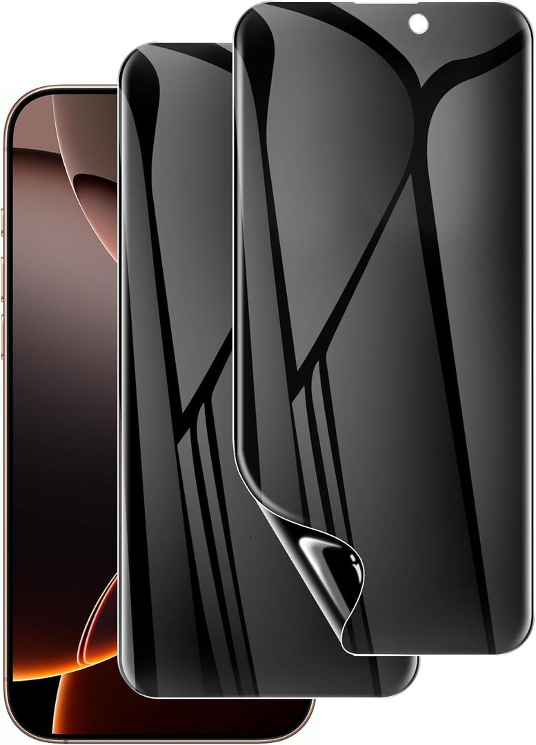 LYWHL 2 Pack for iPhone 16 Pro Max Privacy Screen Protector [Like Original Touch Sensitivity], Anti-Spy Private iPhone 16 Pro Max Film [Non-Glass], Case Friendly, Scratch-Resistant, Self-Healing (Black)