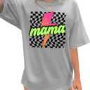 Women's Mama Shirt: Oversized Mama Shirts Trendy Mom T Shirt Loose Casual Summer Shirts Letter Print Short Sleeve Tops (Large, Grey4)