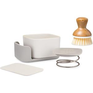 Ceramic Soap Dish with Sponge & Brush (1 Pack)