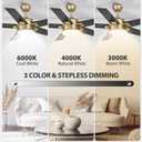 YITAHOME Black Gold Ceiling Fan with Light and Wall Switch Remote, 52 Inch Modern Ceiling Fan, Quiet Reversible Motor, Dimmable Fan with Light for Bedroom Living Room Patio Indoor