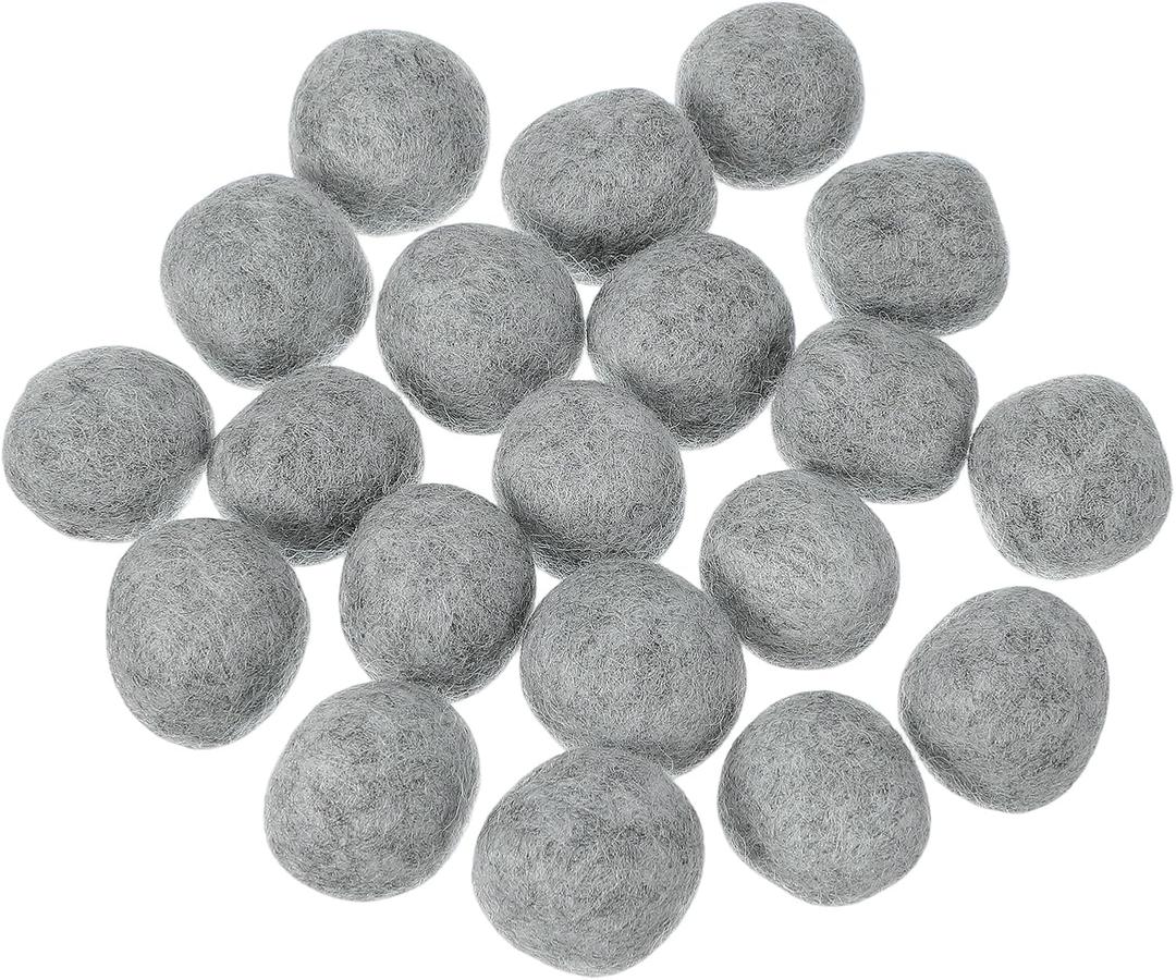 uxcell 20 Pcs Wool Felt Balls Beads, 1.2 Inch Felt Pom Poms for Crafts, Handmade Pompoms Bulk Small Bead for Nursery Handicrafts and DIY Art Decoration, Light Gray