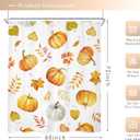 Riyidecor Autumn Fall Shower Curtain 60Wx72H Inch Pumpkin Maple Leaves Farmhouse Rustic Thanksgiving Harvest Orange Farm Plant Botany Bathroom Decor Fabric Polyester Waterproof 12 Pack Hooks