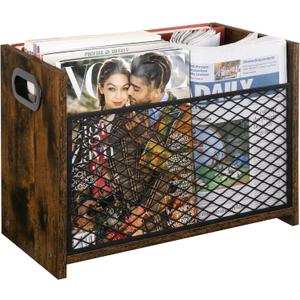 YINMIT Magazine Holder, Magazine Rack for Desktop and Home Office, Farmhouse File Storage Basket for Letters, Magazines, Books, Newspapers (Large)