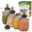 Haakaa Happii Bear Silicone Goody Pouch,Reusable Baby Food Pouches for Homemade Organic Purees, Juices, Smoothies, and Yogurt - Perfect for Toddlers and Kids - 4 Pack, 6oz