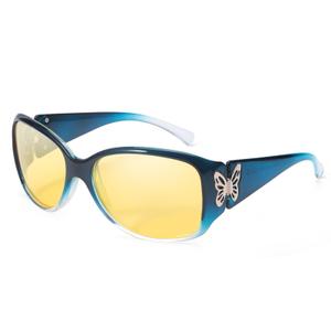 HASFOX Women's Night Vision Driving Glasses Butterfly Night Time Yellow Glasses Anti Glare Polarized UV Protection H2301