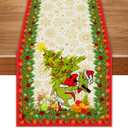 Green Christmas Table Runner Merry Christmas Tablecloth Christmas Xmas Winter Holiday Home Kitchen Dining Room Table Decorations 13x72 Inch