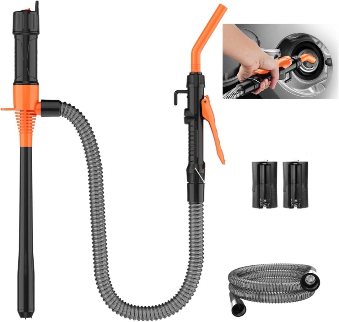 Fuel Transfer Pump Battery Powered Upgraded Portable Power Battery Pump with Anti-Leak Spiral Seal, 2.5 GPM Gasoline & Liquid Siphon Pump, Automatic Electric Gas Pump for Gas Can & Tank