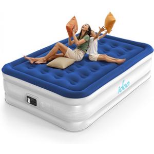 iDOO Air Mattress Full with Built in Pump, Blow up Mattress Full, Inflatable Mattress for Camping, Guest, Home, 3 Mins Inflation, Comfort Colchones Inflables, Air Bed (Blue)
